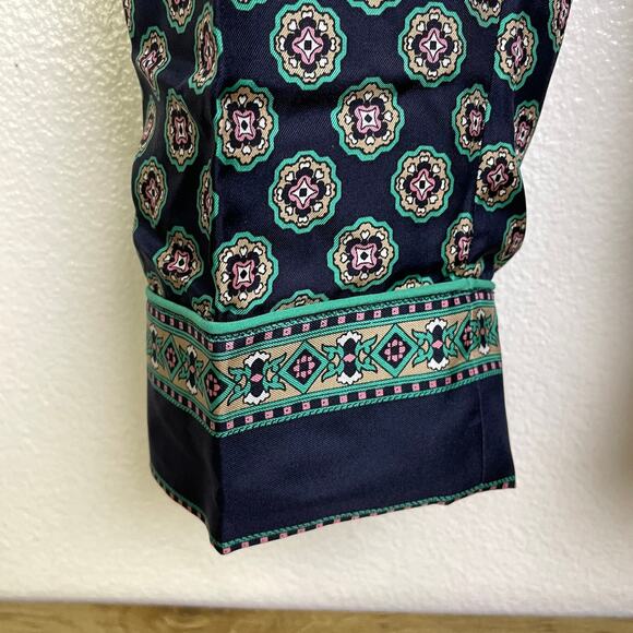 J Crew Silk Pants Womens 8 Blue Foulard Print Elastic Pull On Pajama Piping - Picture 7 of 11